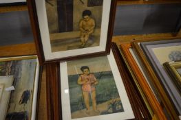 Six figure studies, framed and glazed.