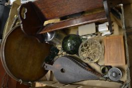 Miscellaneous items to include a tray, pair of bellows etc.