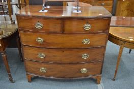 A 19th century mahogany bow front chest of drawers.