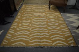 A flat weave Kilim rug with tiger stripe design, 230cm x 155cm.