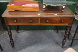 Victorian mahogany two drawer sidetable.