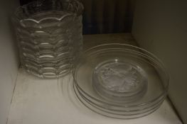 Quantity of Val St. Lambert glass dishes, relief moulded with fruit together with similar plates.