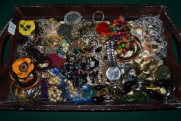 A tray of bijouterie, watches etc.