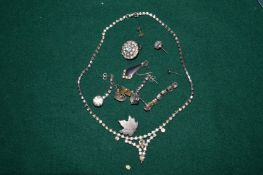 Diamante necklace and earrings.