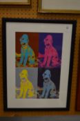In the manner of Damien Hirst, Bedlington terrior, colourful print.