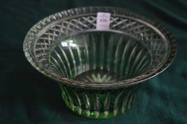A green bohemian glass bowl.