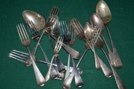Silver flatware.