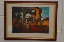 Salvador Dali, slave market with the disappearing bust of Voltaire, colour lithograph, signed in