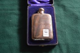 A silver hip flask with original fitted box.