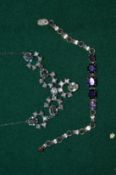 Diamante necklace and an amethyst bracelet.