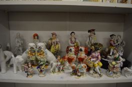 A good collection of 19th century and later porcelain figures, figure groups, Staffordshire dogs