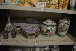 Oriental porcelain to include a famille verte vase and similar jar and cover.