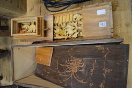 A Noah's Ark with contents together with a storage box.