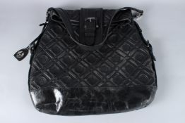 A LARGE BELSTAFF SOFT BLACK LEATHER BAG. 42cms high.