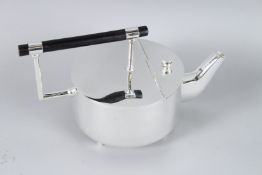 A LARGE CHRISTOPHER DRESSER DESIGN CIRCULAR TEAPOT.
