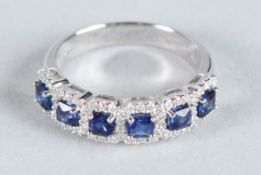 AN 18CT WHITE GOLD, SAPPHIRE AND DIAMOND RING.