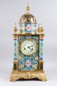 A LARGE LOUIS XVITH DESIGN CLOISONNE REGULATOR CLOCK with coloured sides. 28ins high.