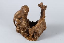 A BRONZE GROUP OF TWO TIGERS. 12cms high.