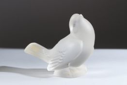 A GOOD LALIQUE FROSTED CHUBBY BIRD. Engraved Lalique, France. 9cms high.