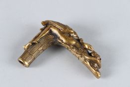 A BRONZE LEDA & THE SWAN CANE TOP.