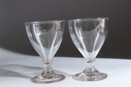 A PAIR OF GEORGE III GLASS RUMMERS, Circa. 1790. 5.5ins high. Provenance: John Bly 1995.
