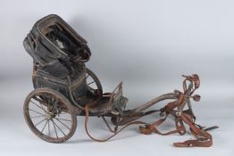 A CHILD'S SULKY, a light two-wheeled vehicle to be pulled by a horse. 50cms long.