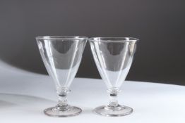 A PAIR OF GEORGE III GLASS RUMMERS of tapering form, Circa. 1785. 5.5ins high. Provenance: John