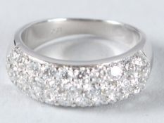 AN 18CT WHITE GOLD PAVE SET DIAMOND BAND RING, 1.5cts.