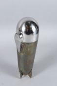 A SILVER PLATED ZEPPELIN COCKTAIL SHAKER.
