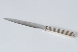 A GEORG JENSEN SILVER HANDLED PAPER KNIFE.