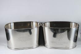 A LARGE PAIR OF LILY BOLLINGER OVAL WINE COOLERS. 24cms x 36cms.