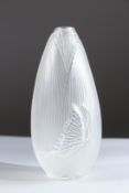 A GOOD LALIQUE BUTTERFLY VASE. Engraved Lalique, France. 16cms high.