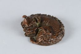 A BRONZE DRAGON. 8cms.