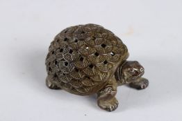 A JAPANESE BRONZE TURTLE MONEY BOX.