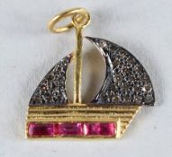 A DIAMOND SET BOAT PENDANT.