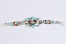 A CORAL AND TURQUOISE BRACELET.