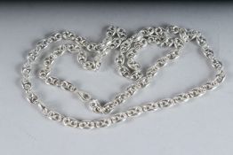 A 28-INCH HEAVY STERLING SILVER NECKLACE.