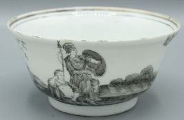 A CHINESE EXPORT EN GRISAILLE DECORATED CIRCULAR BOWL. 4.5ins diameter. Moon with Clouds. Circa