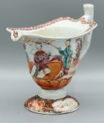 A GOOD CHINESE EXPORT PORCELAIN MILK JUG, CIRCA 1785. 4ins high. Painted with all round scenes of