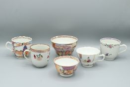 A MIXED LOT OF SIX PIECES OF CHINESE EXPORT PORCELAIN comprising four cups and two tea bowls.