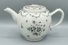 A CHINESE GLOBULAR TEAPOT AND COVER in underglazed blue, the lid fits flush with a flat rim. Circa