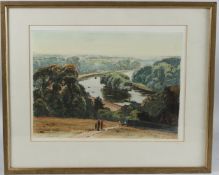 EDWARD KING View of the Thames from Richmond Hill, coloured etching, signed in pencil, blindstamped,