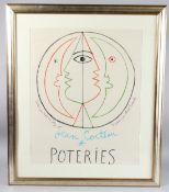 JEAN COCTEAU 'Poteries' colour lithographic print, 59 x 47cm