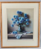 ROBERT CHAILLOUX (1913-2006) Vase of blue flowers, limited edition colour print 268/375