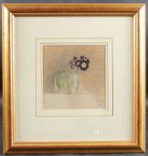 SUE READ (CONTEMPORARY) Primula in a glass vase, watercolour, signed with initials, 17.5 x 17.5cm