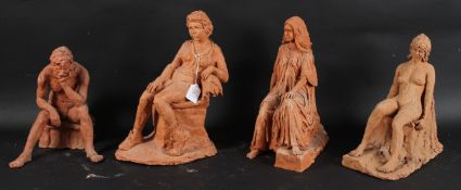 JOANNE THOMSON (1935-2024) Four terracotta clay life study figures largest 36cm