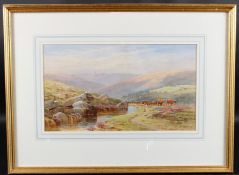 JOHN BARRETT (19TH CENTURY) 'A September Afternoon on Dartmoor' Landscape with hilltop church and