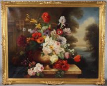 DUTCH SCHOOL (LATE 19TH / EARLY 20TH CENTURY) Still life of flowers in a vase, oil on canvas, 62 x