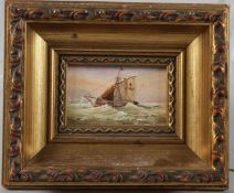 ROBERT A WADEMAN 'Isle of Wight Pilot' miniature oil on board, labels verso 4 x 6.5cm