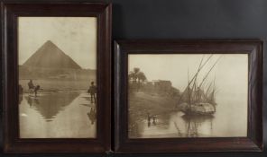 TWO LARGE BLACK AND WHITE PHOTOGRAPHS Egyptian scenes, 35 x 50cm and 51 x 32cm (2)
